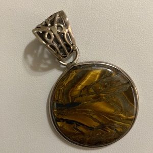 Tigers Eye and Sterling Silver Pendant.